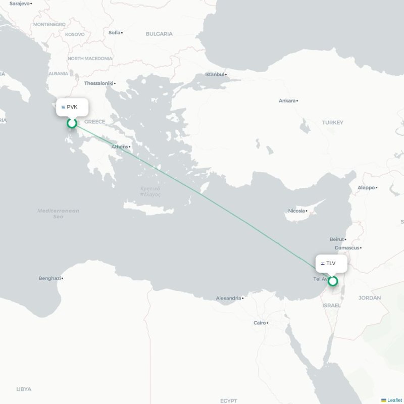PVK - TLV route map