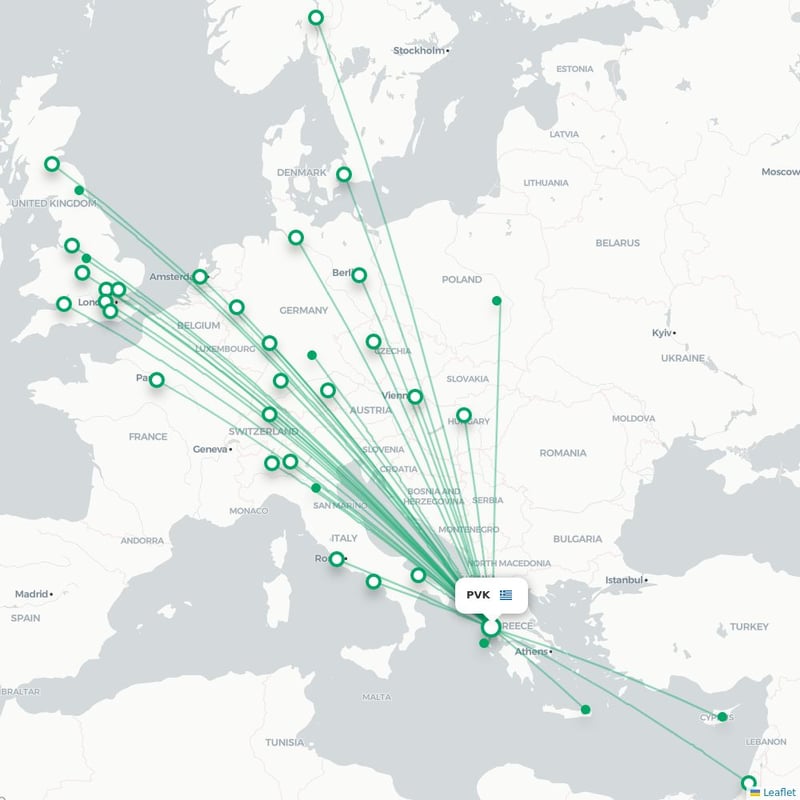 Route map Preveza  PVK airport