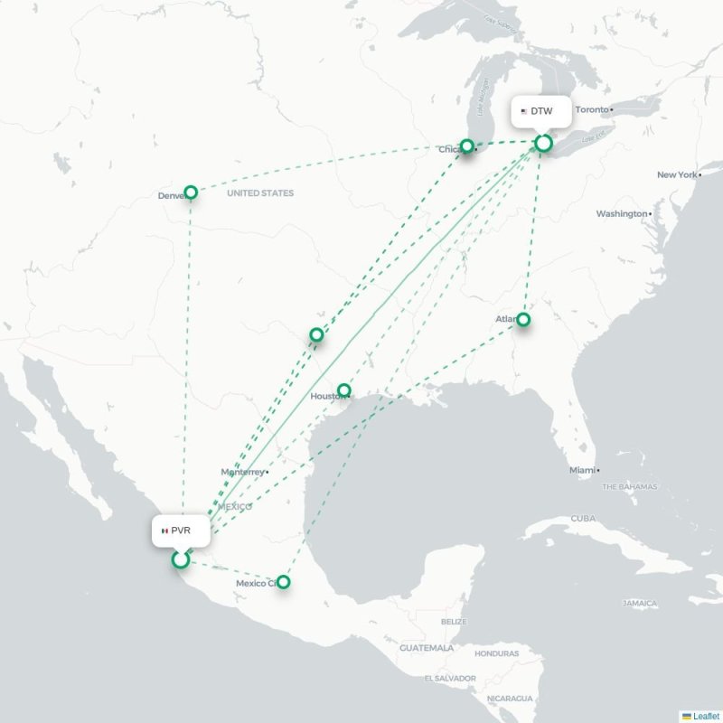 PVR - DTW route map