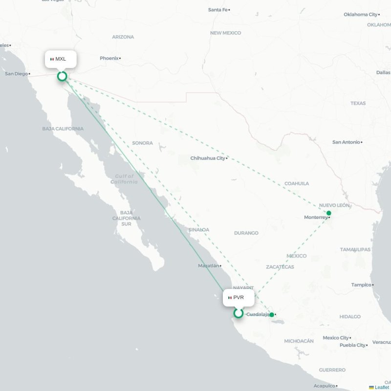 PVR - MXL route map