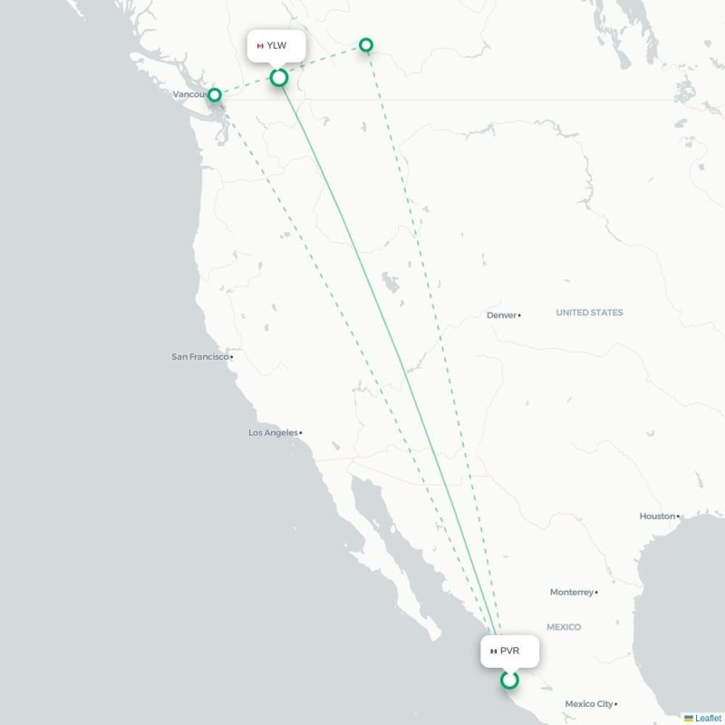 PVR - YLW route map