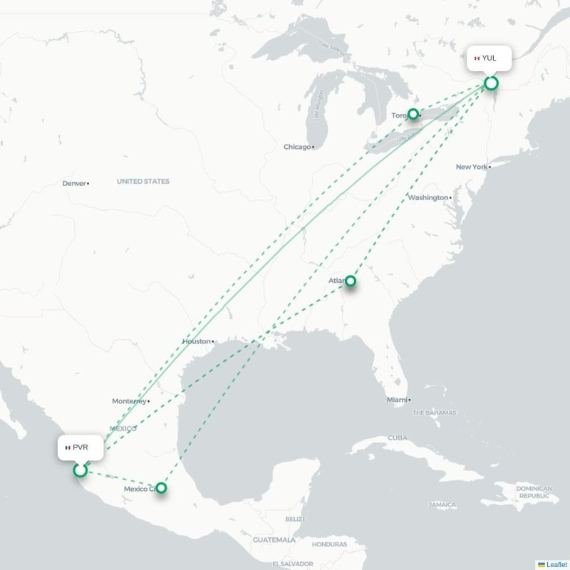 PVR - YUL route map