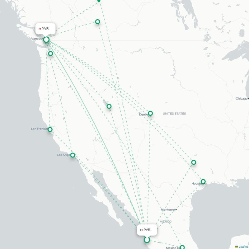 PVR - YVR route map