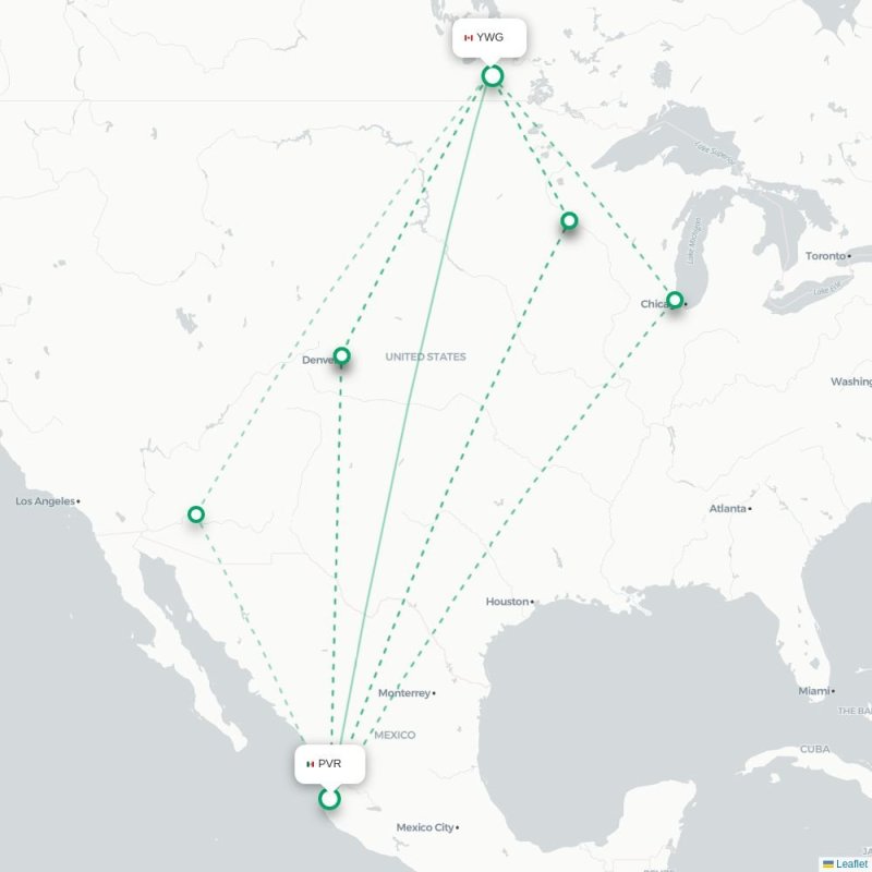 PVR - YWG route map