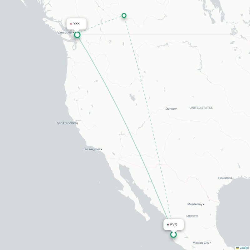 PVR - YXX route map