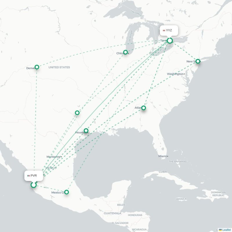 PVR - YYZ route map