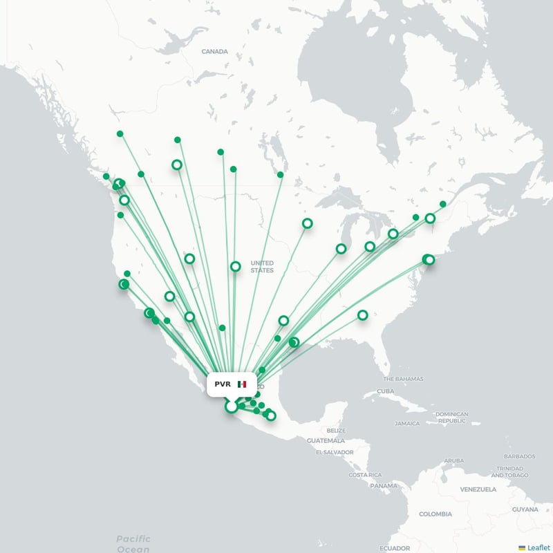Route map Puerto Vallarta  PVR 