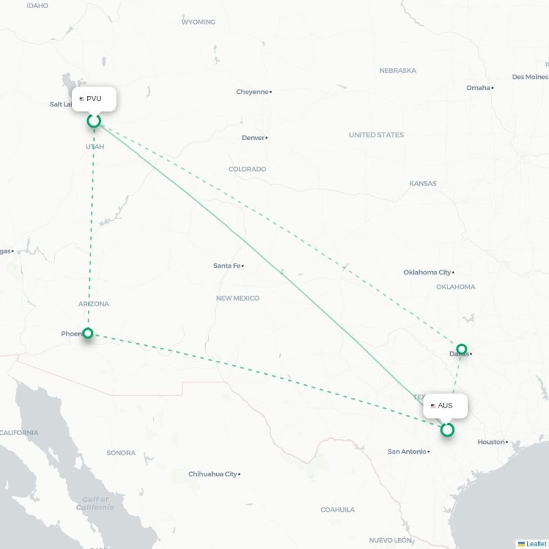 PVU - AUS route map
