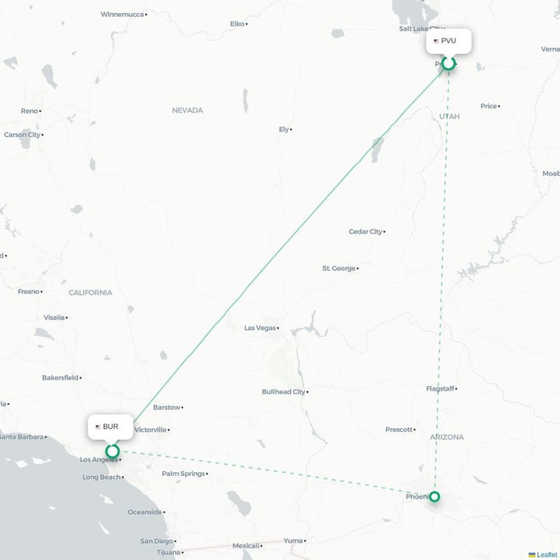 PVU - BUR route map