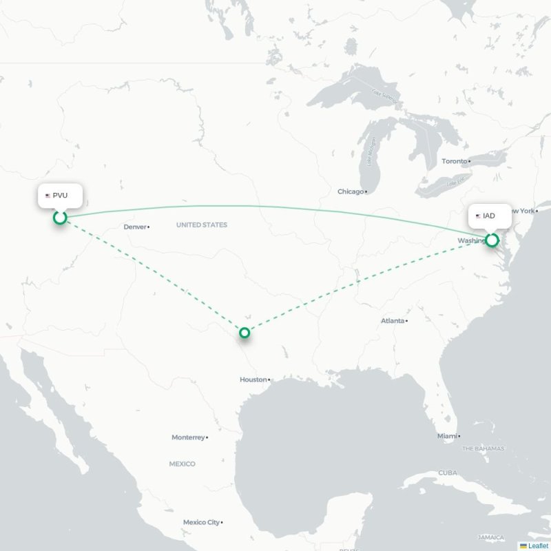 PVU - IAD route map