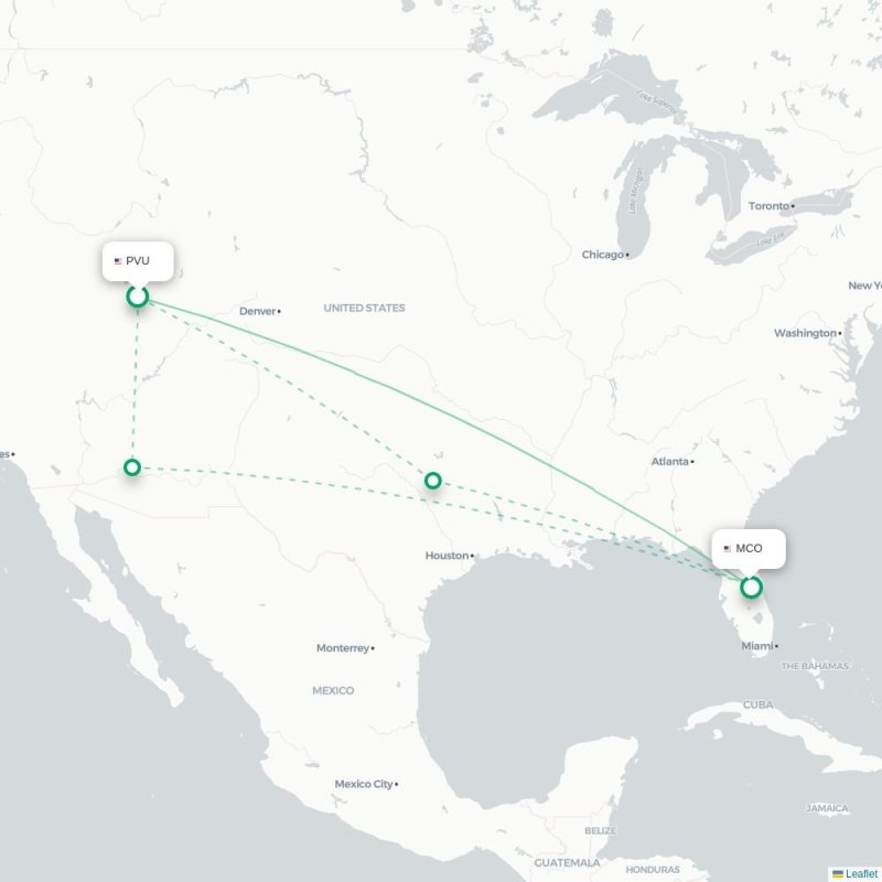 PVU - MCO route map