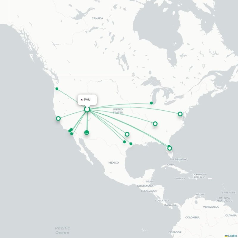 PVU - DFW route map