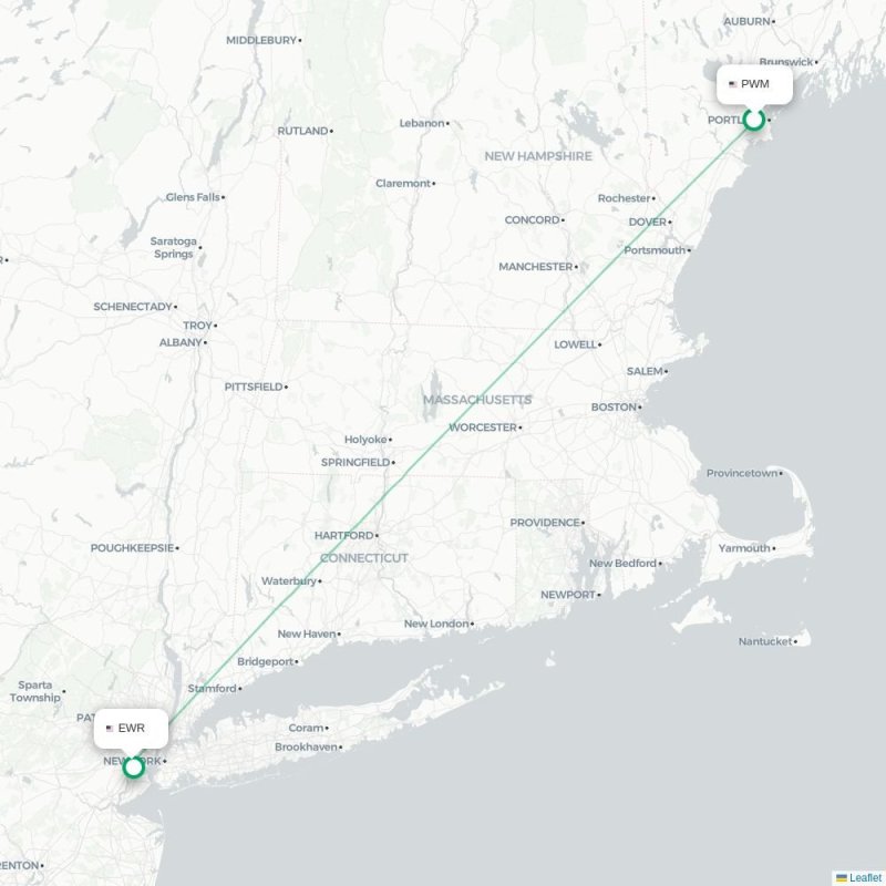 PWM - EWR route map