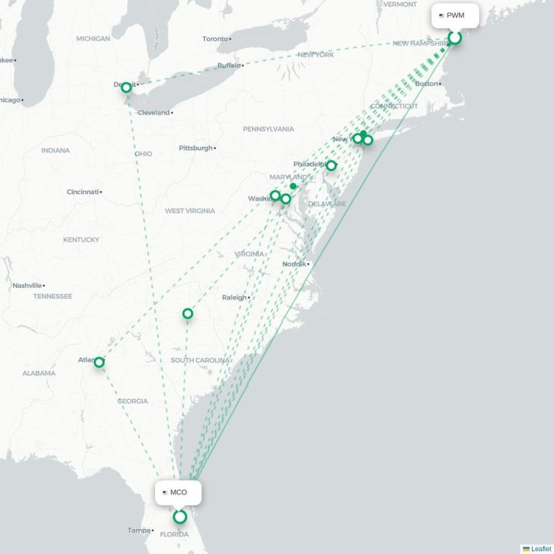 PWM - MCO route map