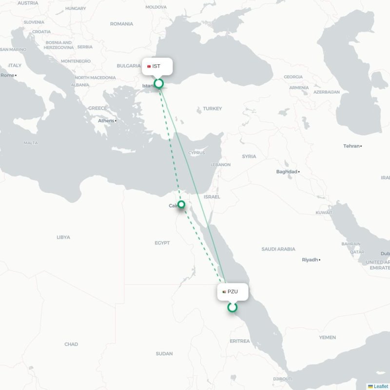 PZU - IST route map
