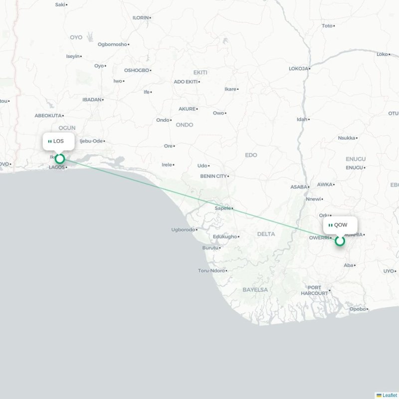 QOW - LOS route map