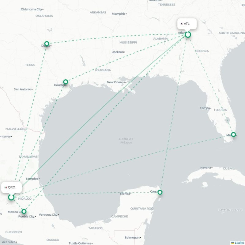 QRO - ATL route map