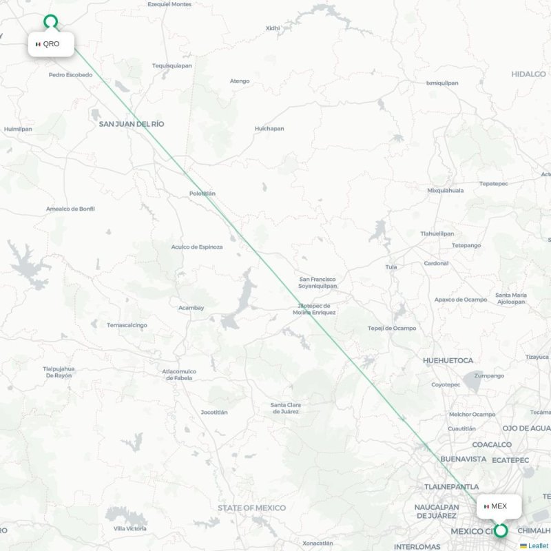 QRO - MEX route map