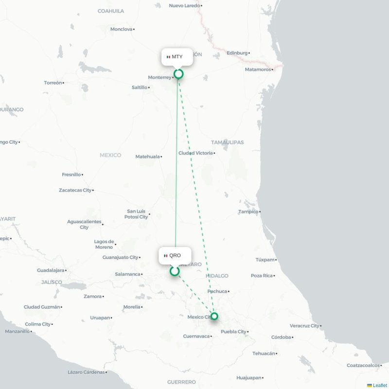 QRO - MTY route map