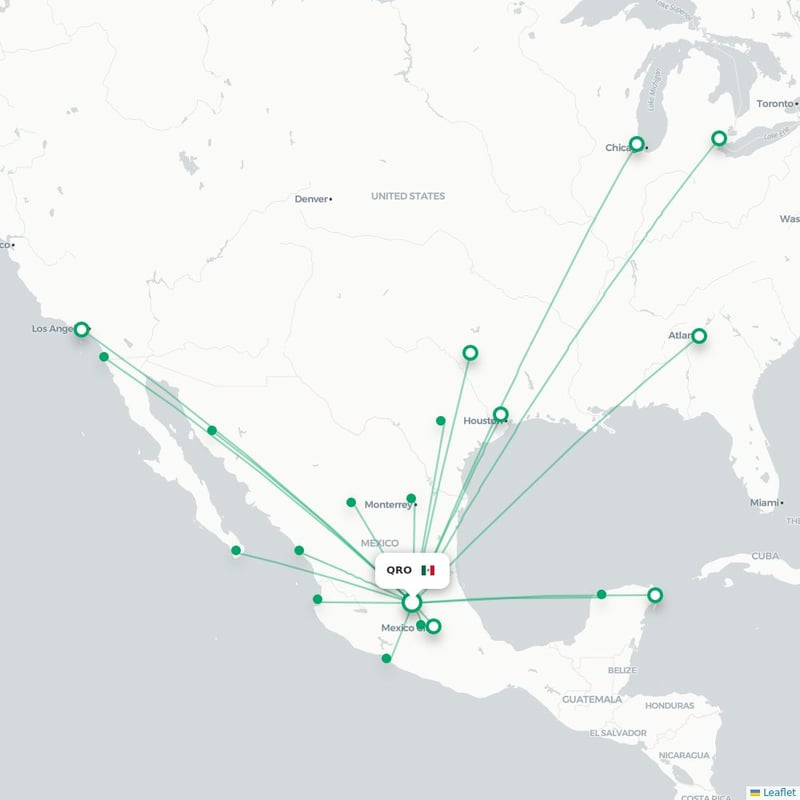 Route map Queretaro  QRO airport