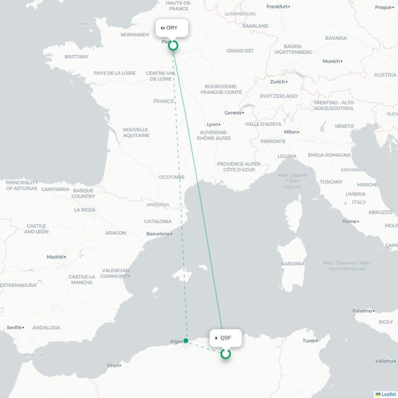 QSF - ORY route map
