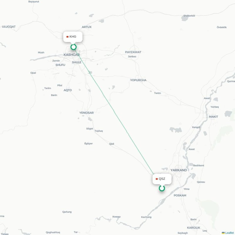 QSZ - KHG route map