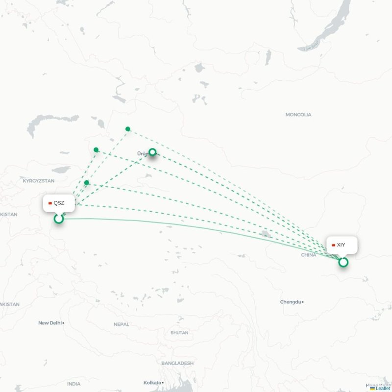 QSZ - XIY route map