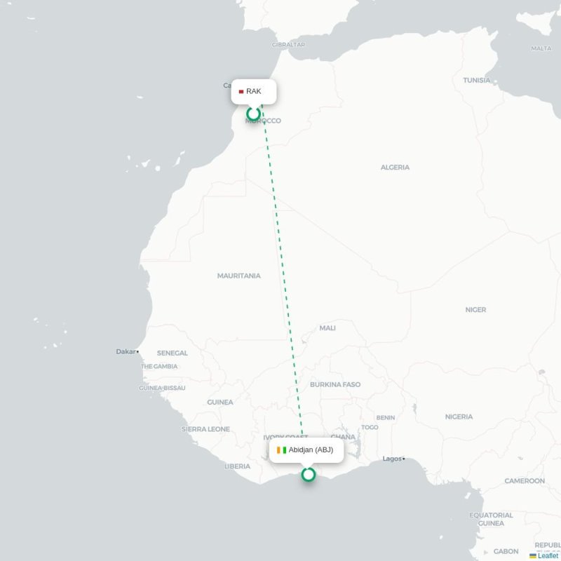 RAK - ABJ route map
