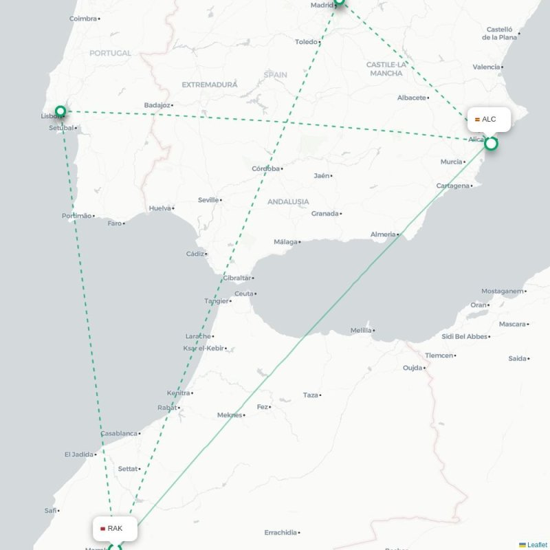 RAK - ALC route map