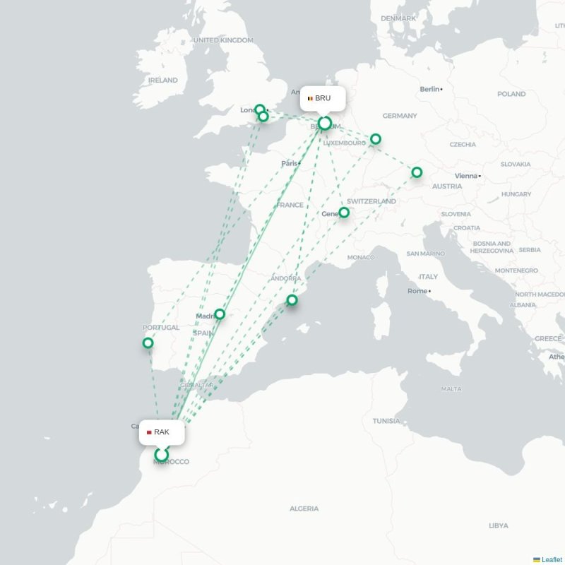 RAK - BRU route map