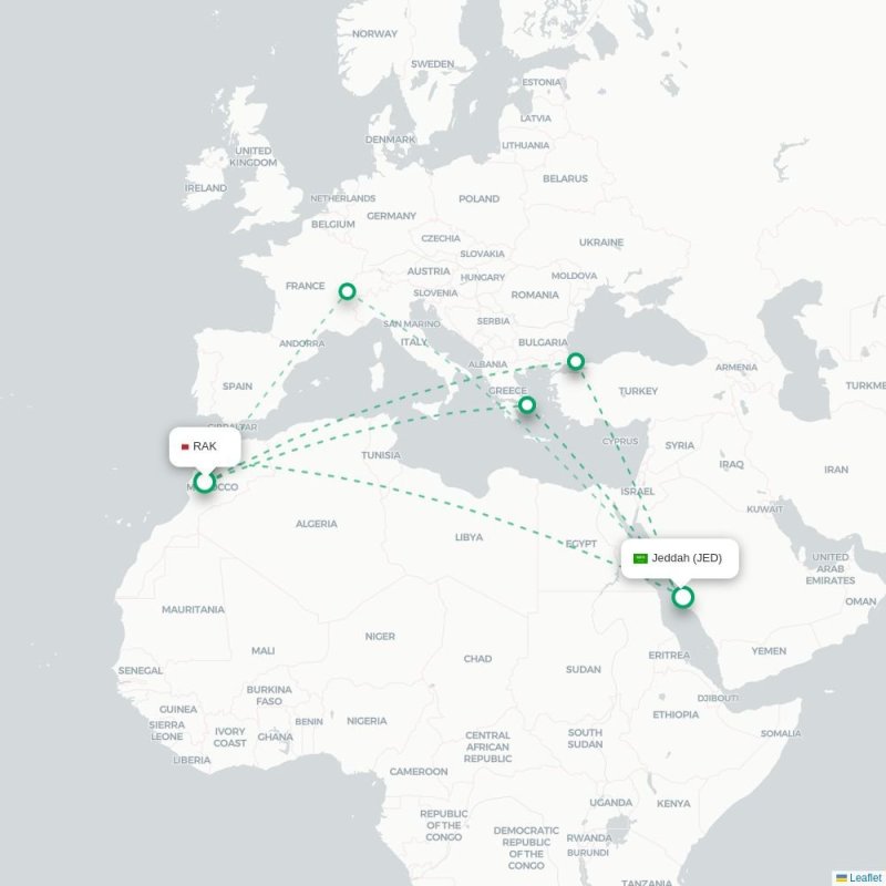 RAK - JED route map