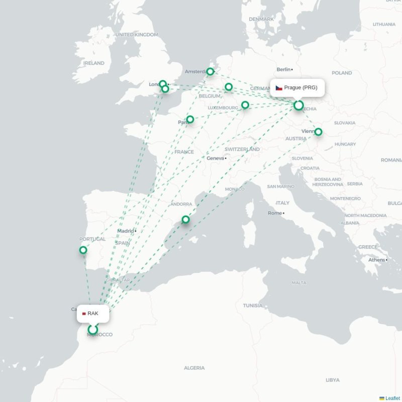 RAK - PRG route map