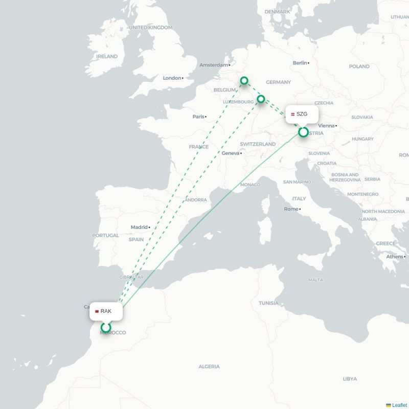 RAK - SZG route map