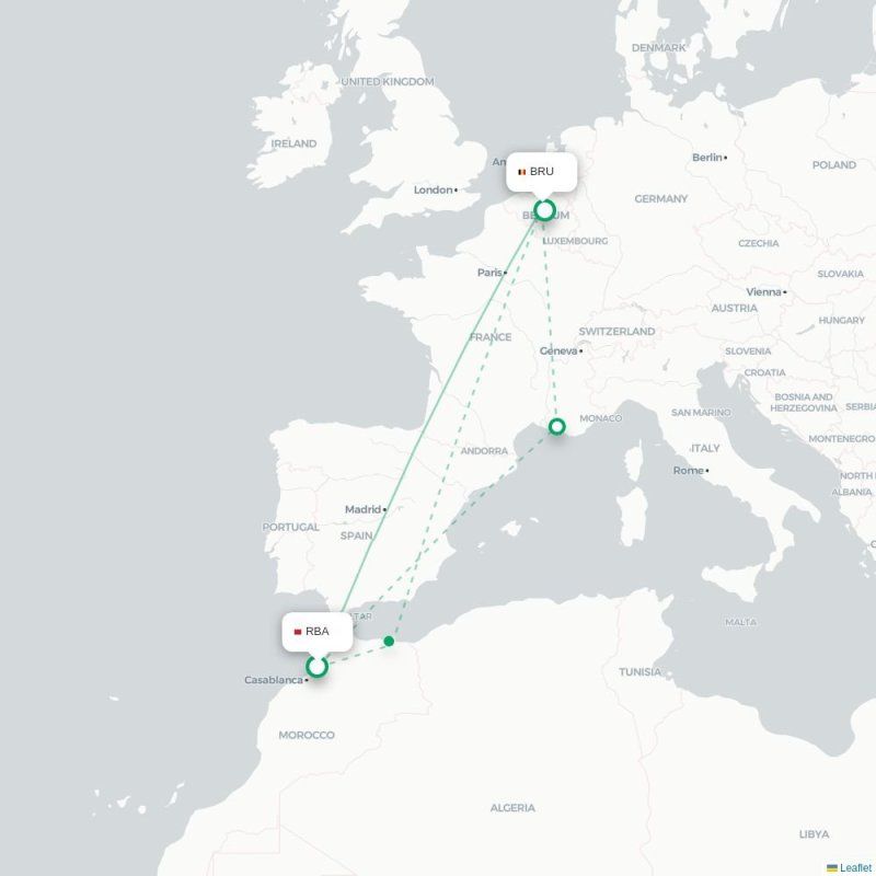 RBA - BRU route map