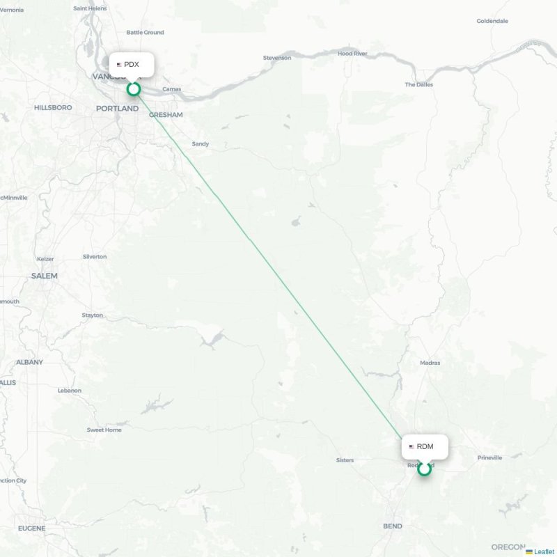 RDM - PDX route map