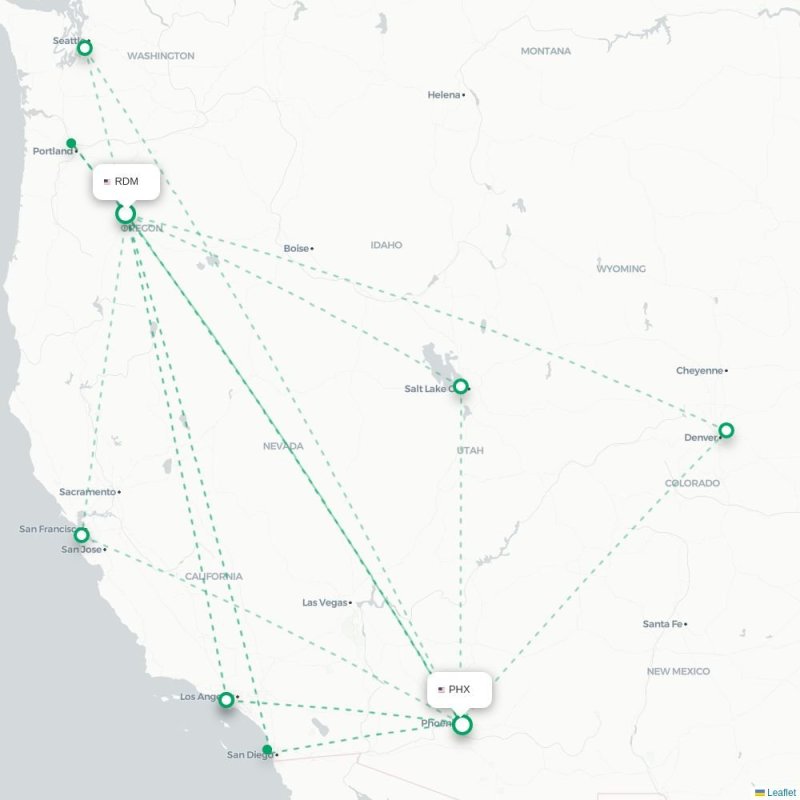 RDM - PHX route map