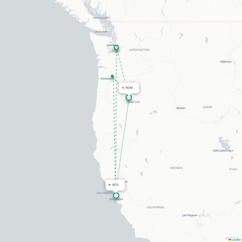 RDM - SFO route map