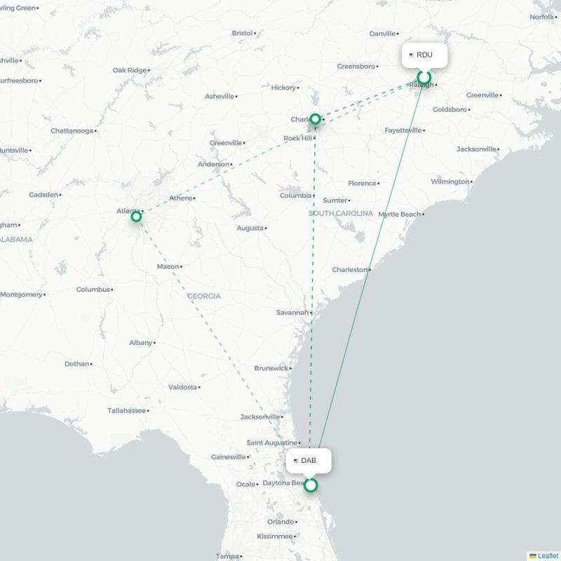RDU - DAB route map