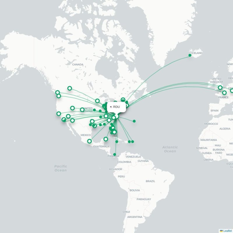RDU - PSM route map