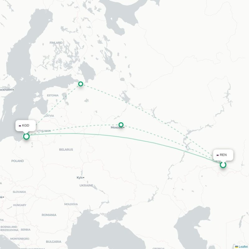 REN - KGD route map