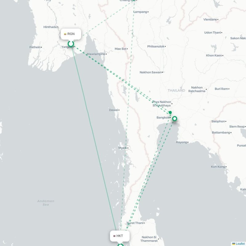 RGN - HKT route map