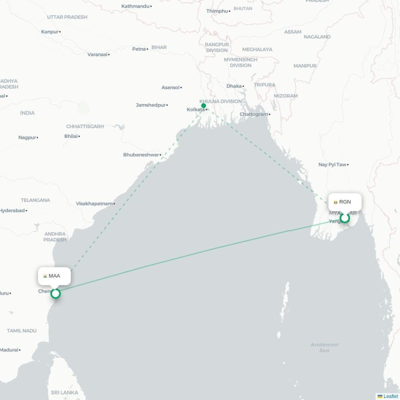 RGN - MAA route map