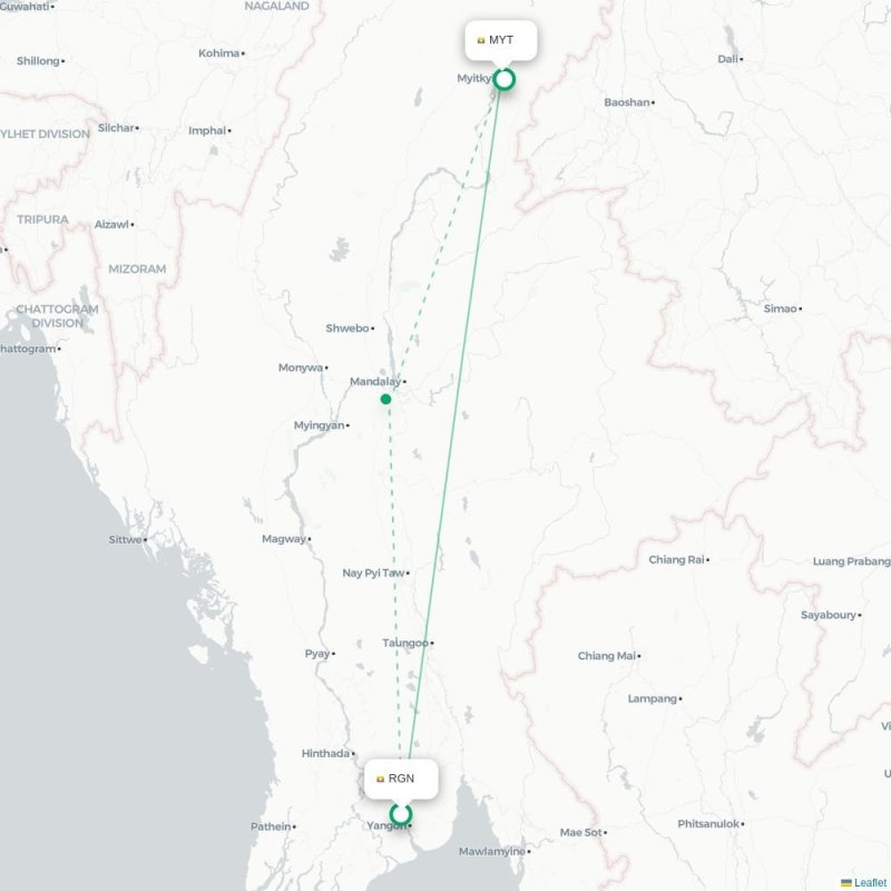 RGN - MYT route map