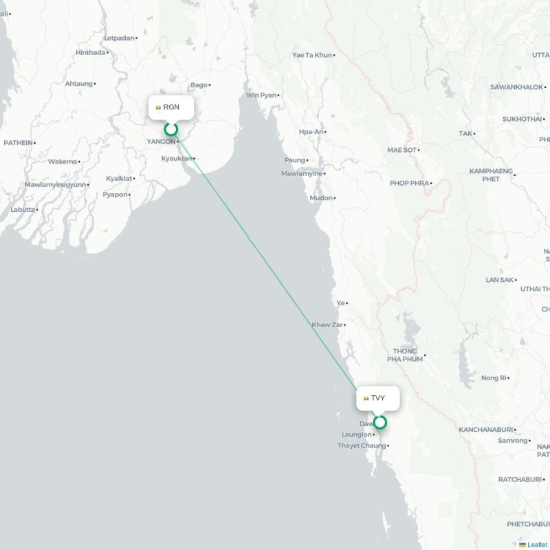 RGN - TVY route map