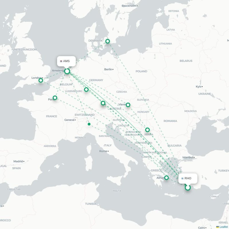 RHO - AMS route map