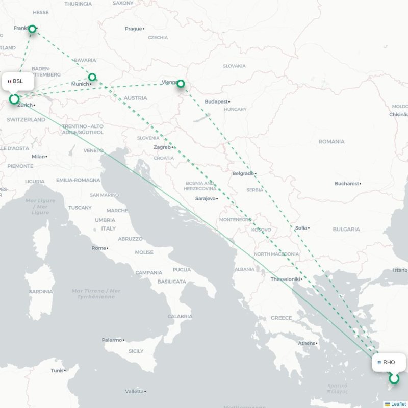 RHO - BSL route map