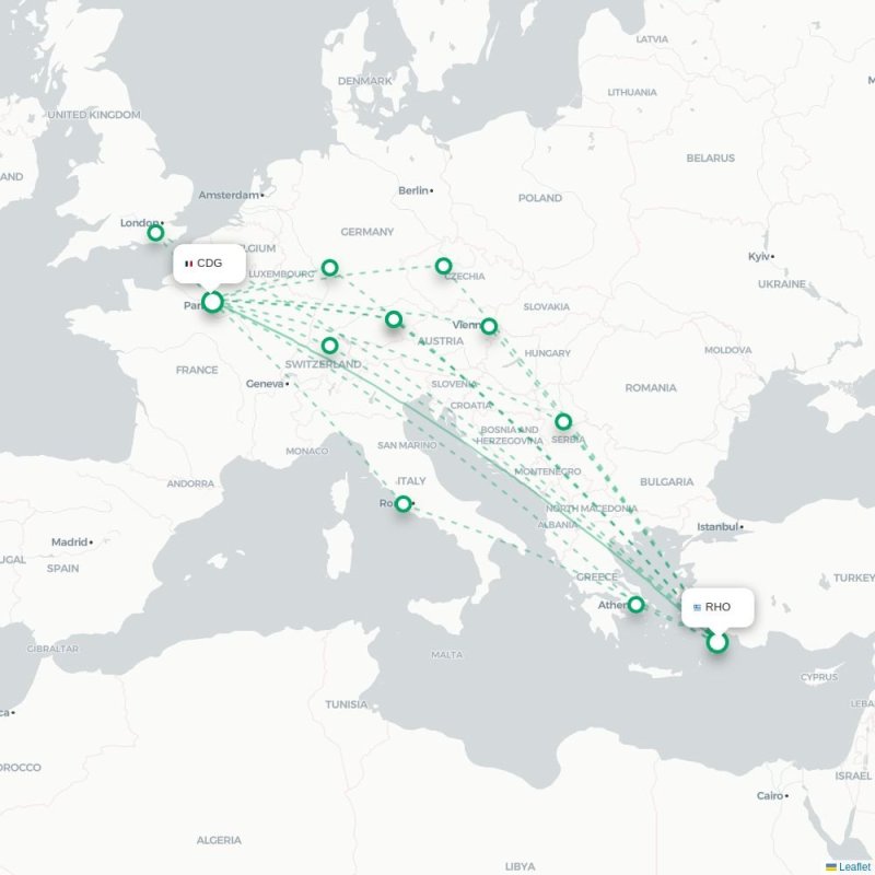 RHO - CDG route map