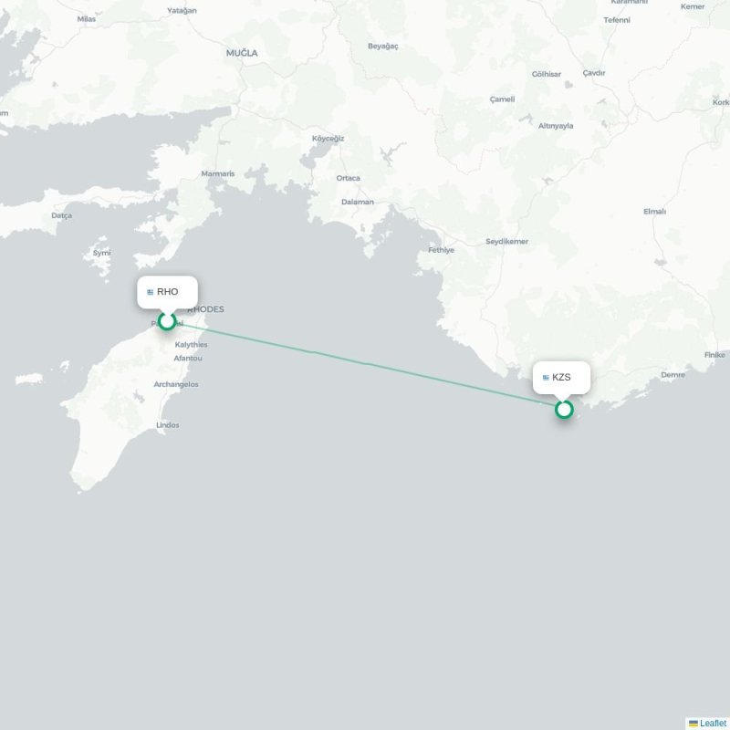 RHO - KZS route map