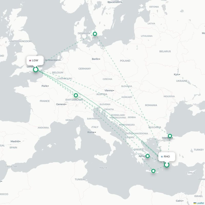 RHO - LGW route map