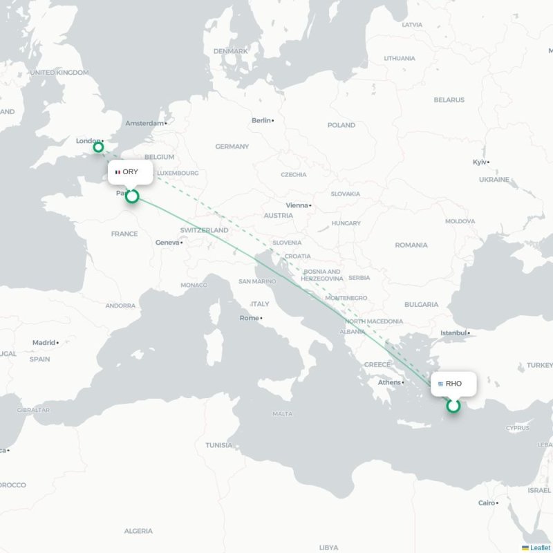 RHO - ORY route map